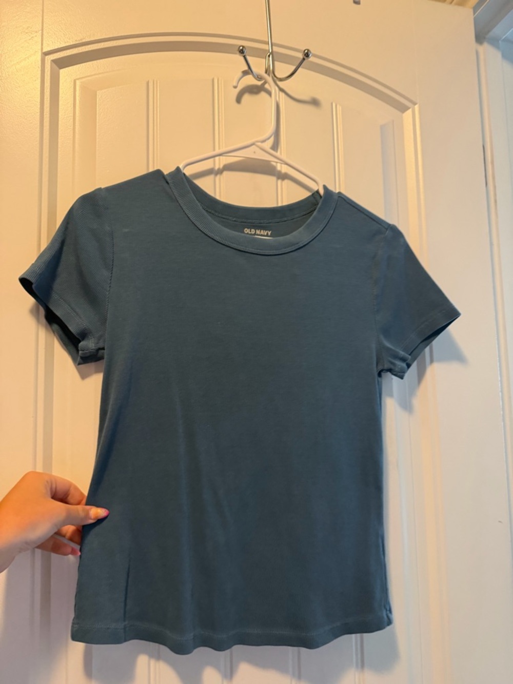 Old Navy Dusty Blue Ribbed Crewneck Top